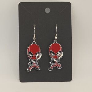 Deadpool Earrings HypoAllergenic Handmade Marvel Enamel Charm Earrings